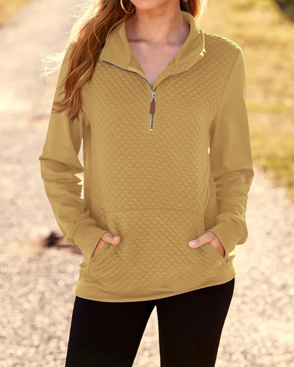 BTFBM Women Fashion Quilted Pattern Lightweight Zipper Long Sleeve Plain Casual Ladies Sweatshirts Pullovers Shirts Tops