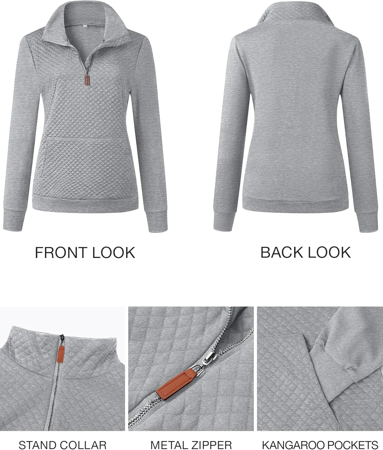BTFBM Women Fashion Quilted Pattern Lightweight Zipper Long Sleeve Plain Casual Ladies Sweatshirts Pullovers Shirts Tops