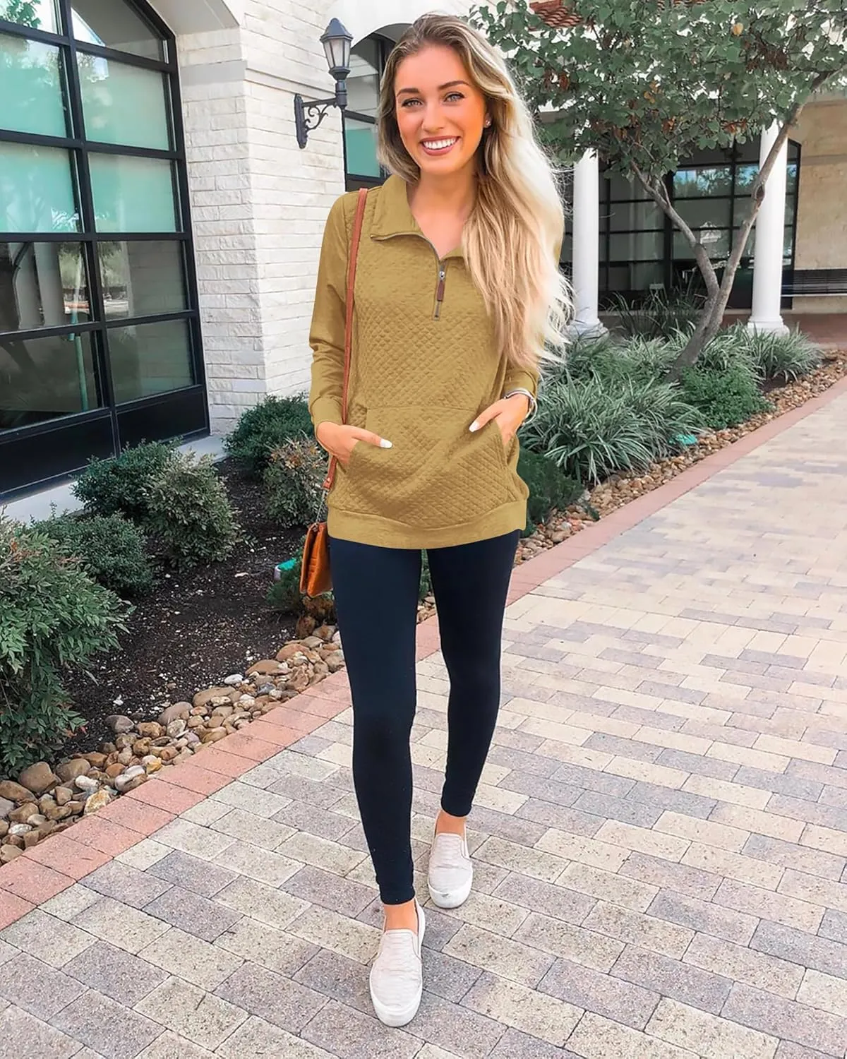 BTFBM Women Fashion Quilted Pattern Lightweight Zipper Long Sleeve Plain Casual Ladies Sweatshirts Pullovers Shirts Tops