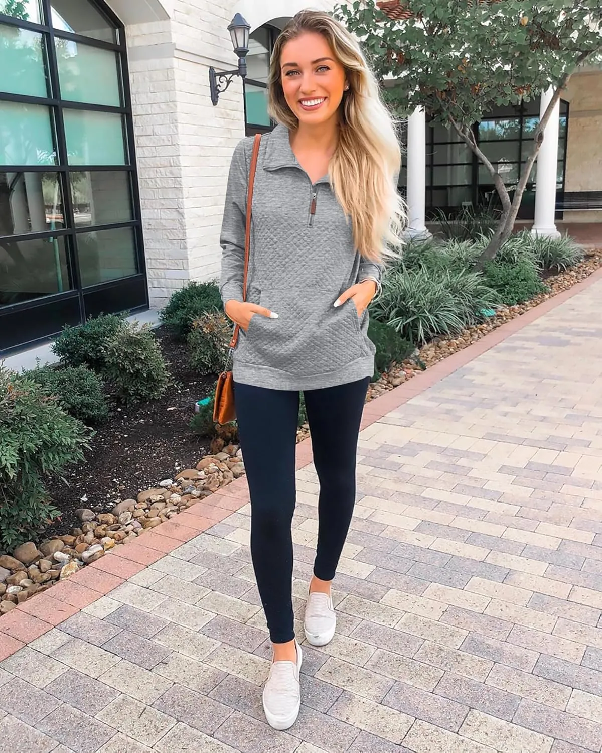 BTFBM Women Fashion Quilted Pattern Lightweight Zipper Long Sleeve Plain Casual Ladies Sweatshirts Pullovers Shirts Tops