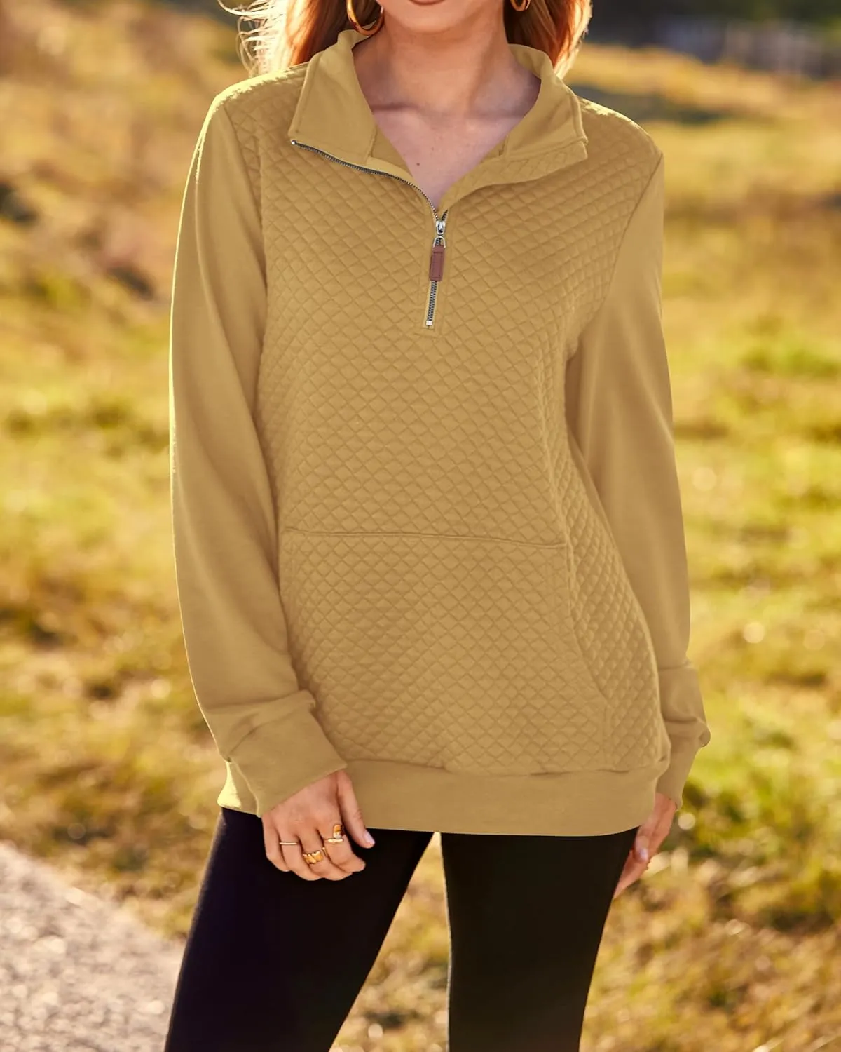 BTFBM Women Fashion Quilted Pattern Lightweight Zipper Long Sleeve Plain Casual Ladies Sweatshirts Pullovers Shirts Tops