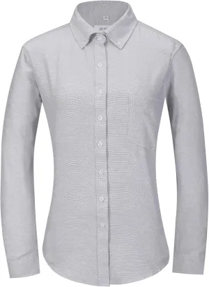 Button Up Shirt Women Long Sleeve Oxford Shirt Classic-Fit Cotton Work Blouse Wrinkle Resistant