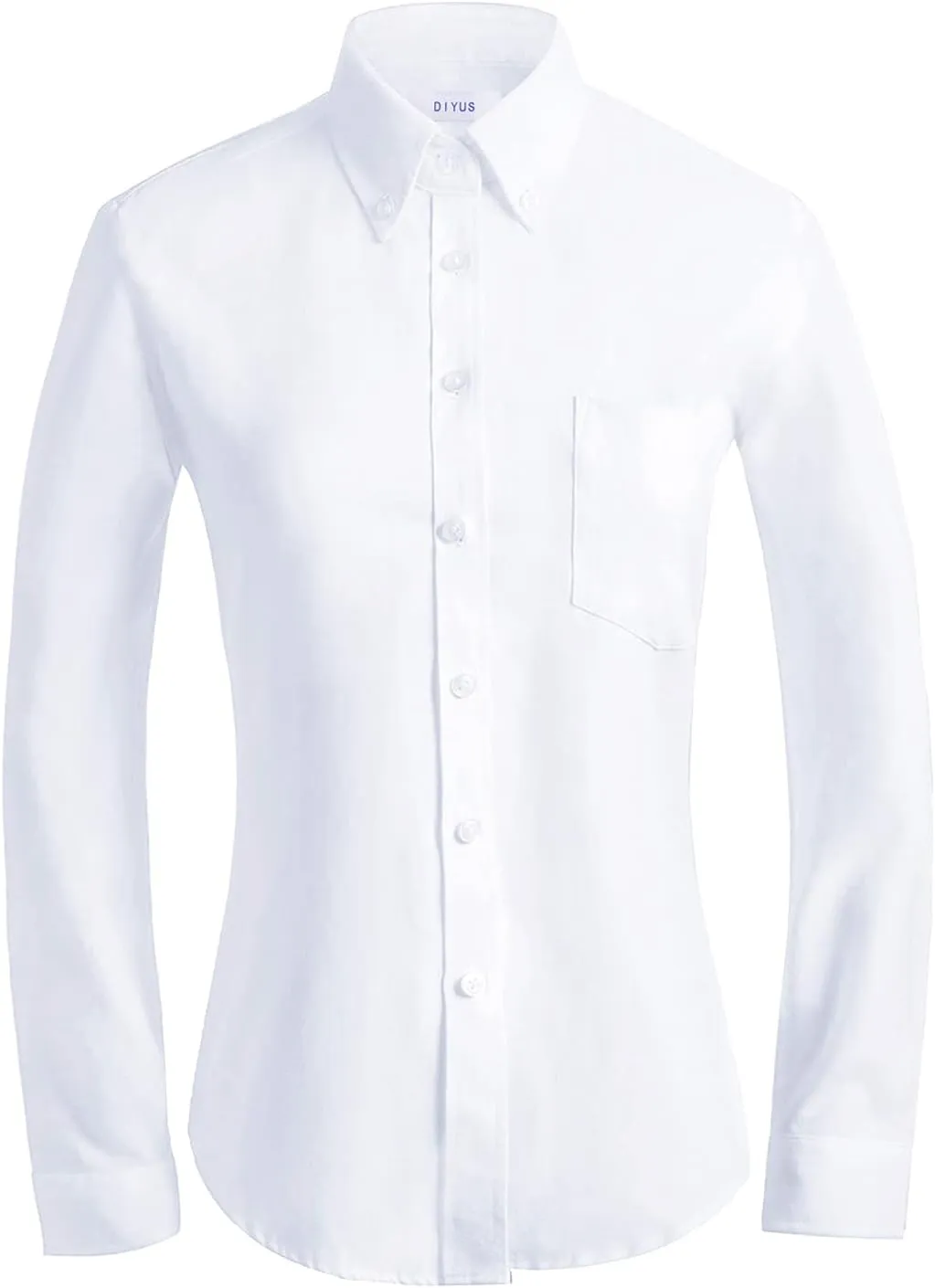 Button Up Shirt Women Long Sleeve Oxford Shirt Classic-Fit Cotton Work Blouse Wrinkle Resistant