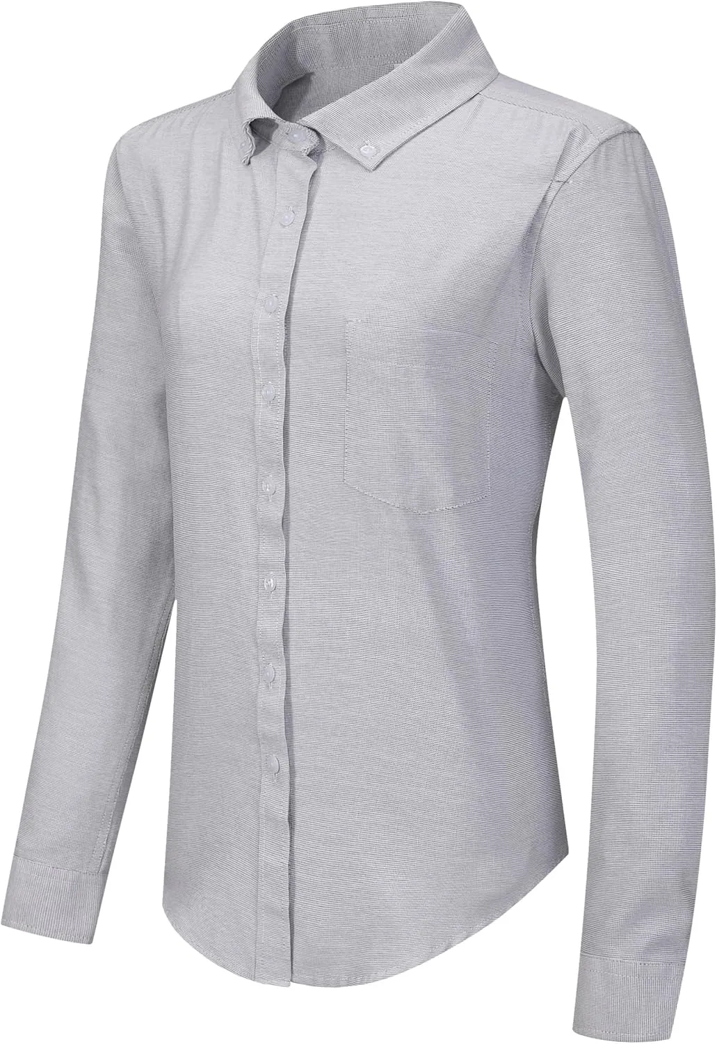 Button Up Shirt Women Long Sleeve Oxford Shirt Classic-Fit Cotton Work Blouse Wrinkle Resistant