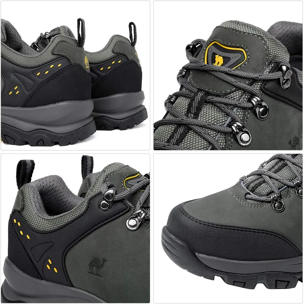 CAMEL CROWN Hiking Shoes Men Trekking Shoe Low Top Outdoor Walking Waterproof Leather Trail Sneakers