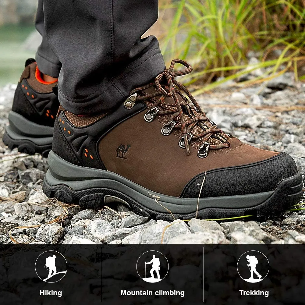 CAMEL CROWN Hiking Shoes Men Trekking Shoe Low Top Outdoor Walking Waterproof Leather Trail Sneakers