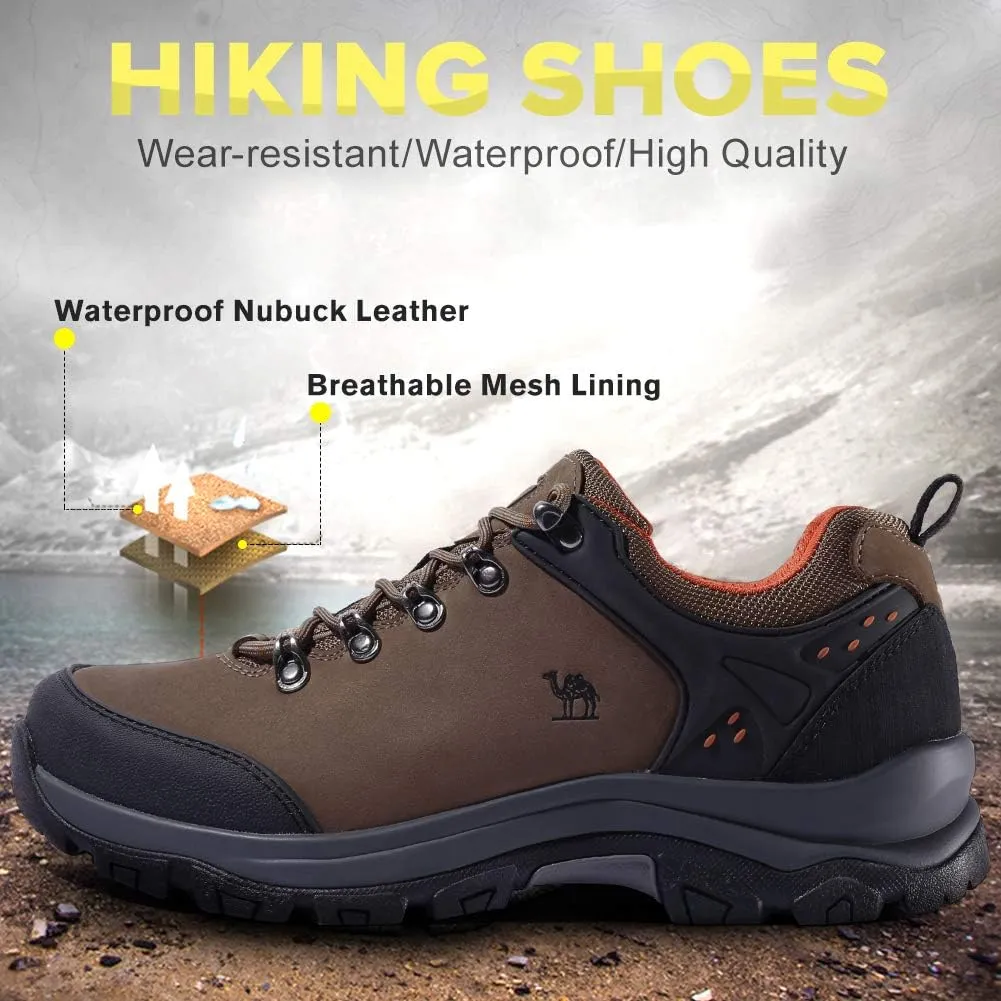 CAMEL CROWN Hiking Shoes Men Trekking Shoe Low Top Outdoor Walking Waterproof Leather Trail Sneakers