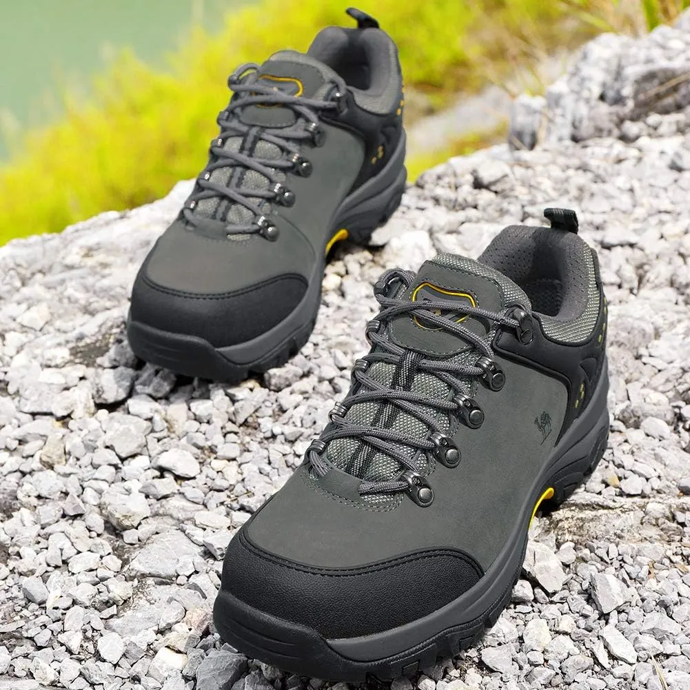 CAMEL CROWN Hiking Shoes Men Trekking Shoe Low Top Outdoor Walking Waterproof Leather Trail Sneakers