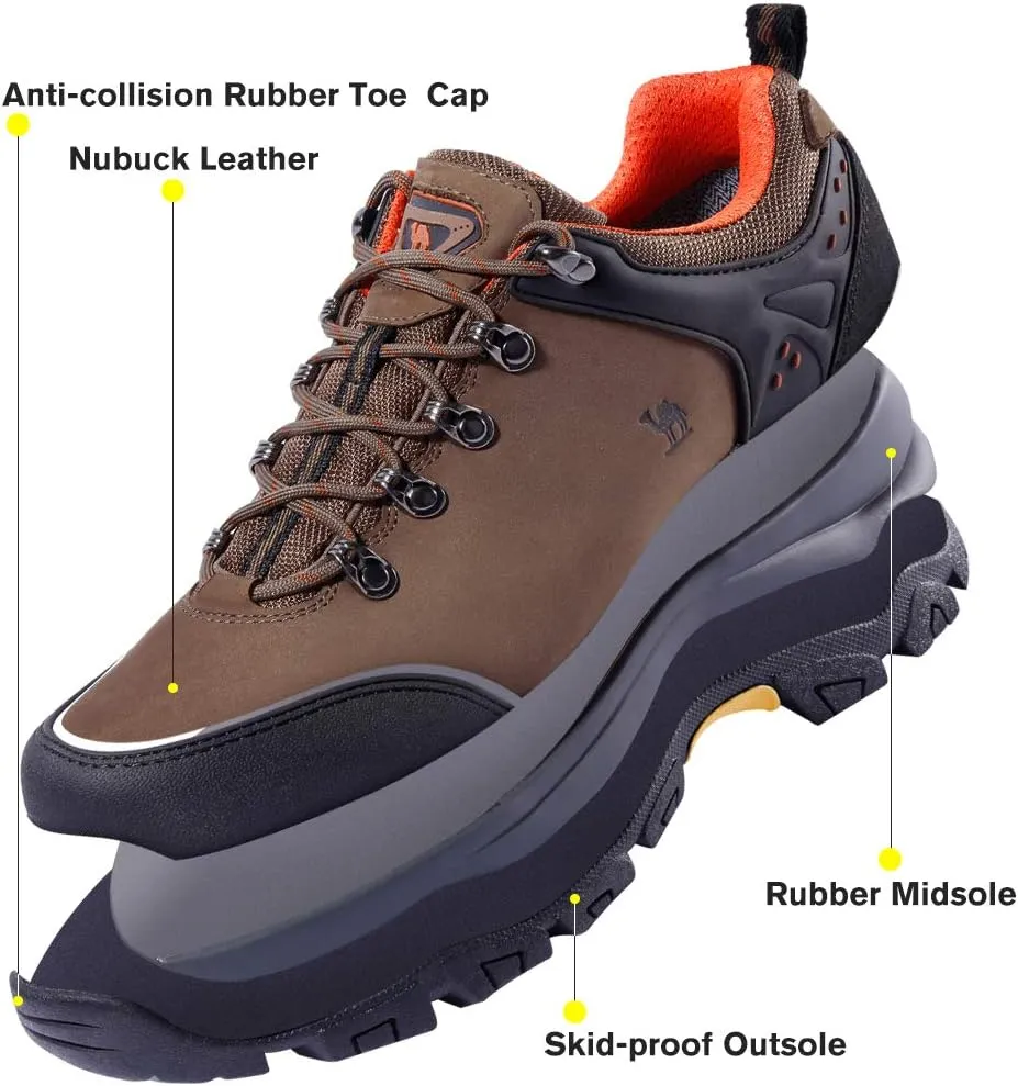 CAMEL CROWN Hiking Shoes Men Trekking Shoe Low Top Outdoor Walking Waterproof Leather Trail Sneakers