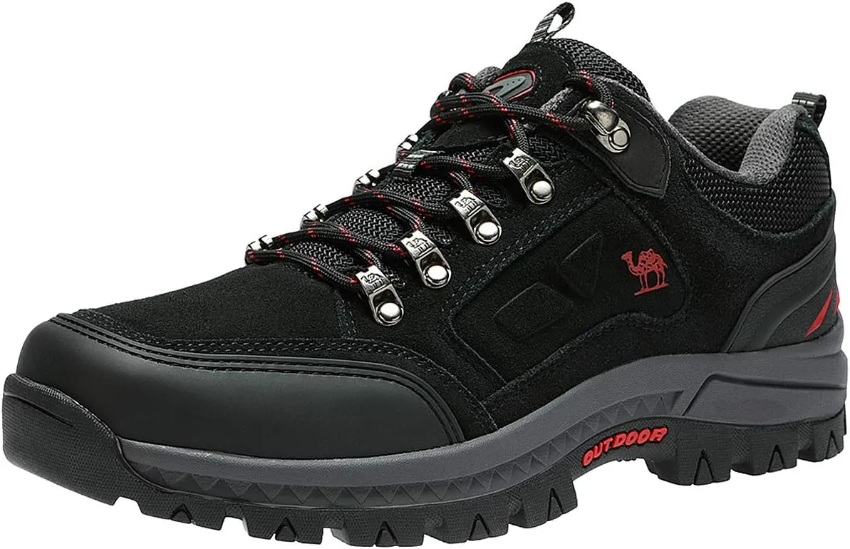 CAMEL CROWN Mens Hiking Shoes Breathable Non-Slip Sneakers Leather Low Cut Boots for Outdoor Trailing Trekking Walking