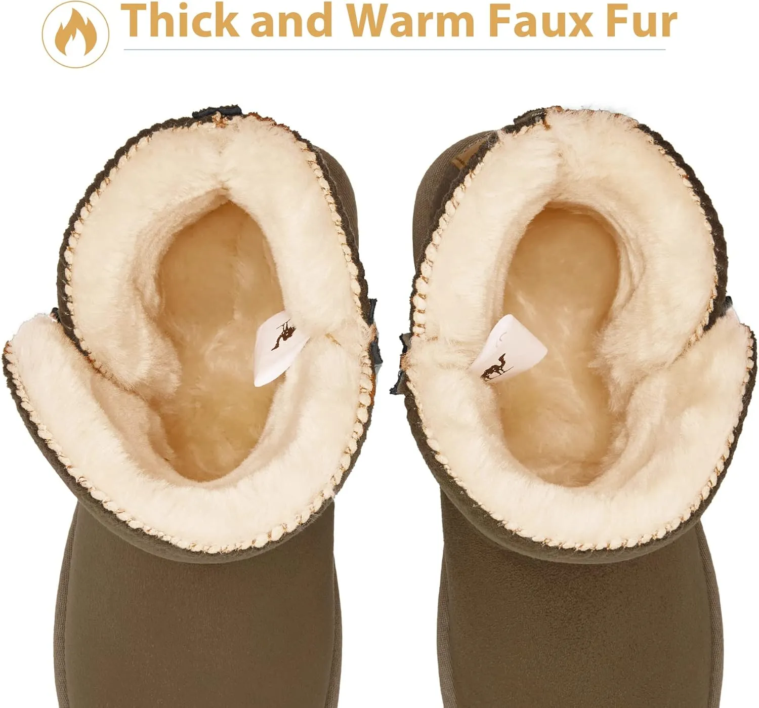 CAMEL CROWN Women's Foldable Snow Boots Warm Fur Winter Boots Mid-Calf Zipper House Slippers Boots Classic Mini Short Boots for Outdoor