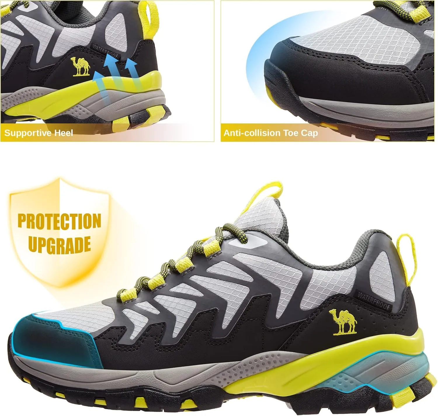 CAMELSPORTS Women's Hiking Shoes Waterproof Lightweight Trail Running Shoes Non-Slip Breathable Outdoor Sneakers for Trekking Walking