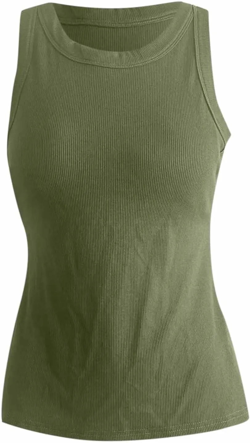 Camisole Tops for Women with Built in Bra Spaghetti Strap Workout Yoga Shirt Lightweight Tank Tops Undershirt