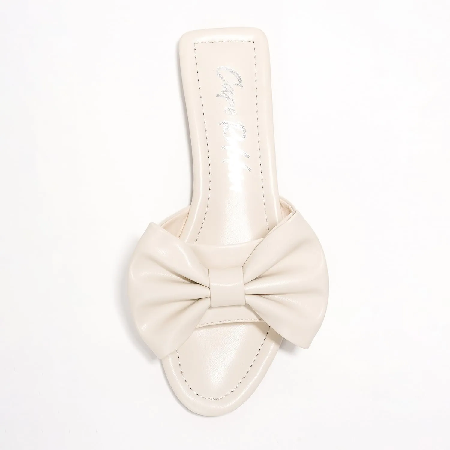 Cape Robbin Women's Flat Sandals - Slip-On Mules with Bow Decoration (Dane)