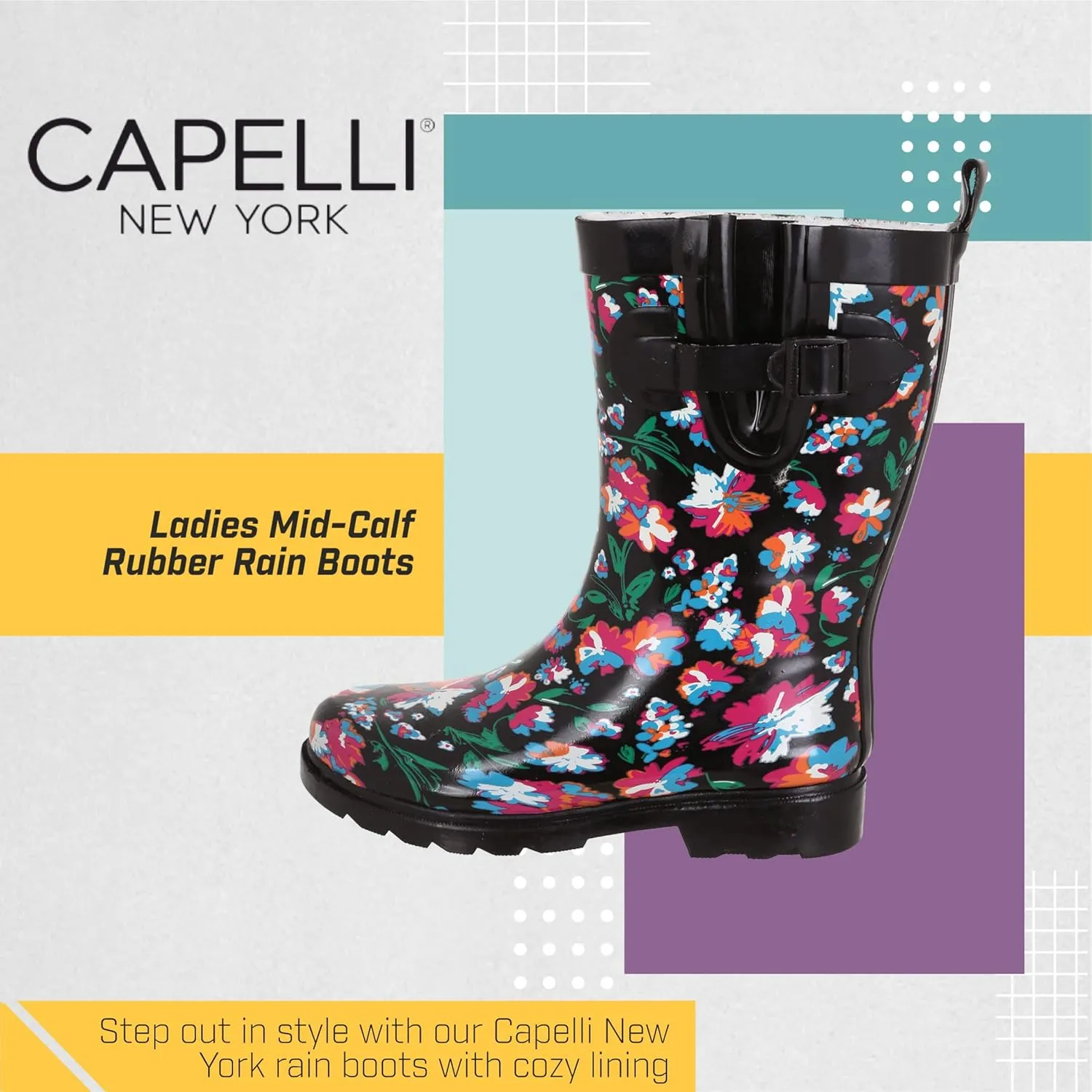 Capelli New York Ladies Mid-Calf Cozy Lined Rain Boots