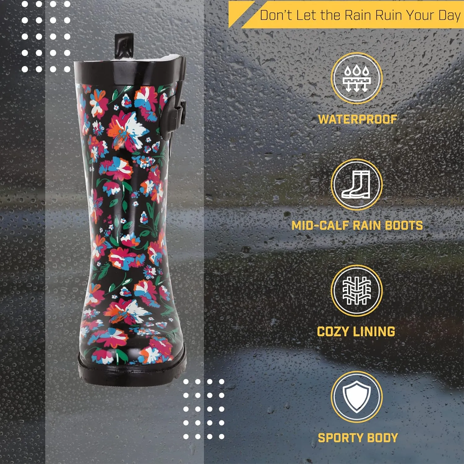 Capelli New York Ladies Mid-Calf Cozy Lined Rain Boots