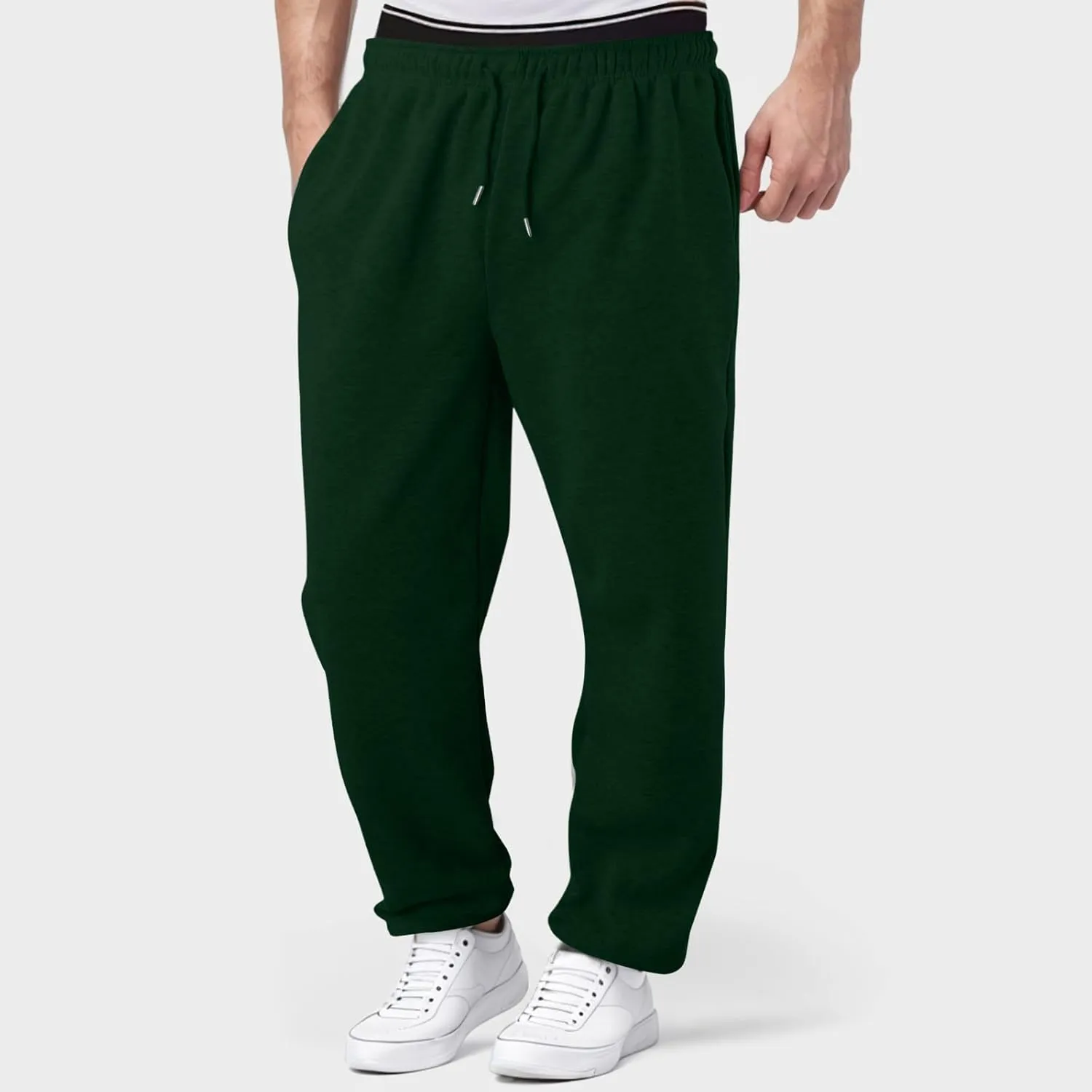 Cargo Work Pant Mens Elastic Waist Casual Lounge Pants Beach Walking Running Sweatpants Loose Joggers