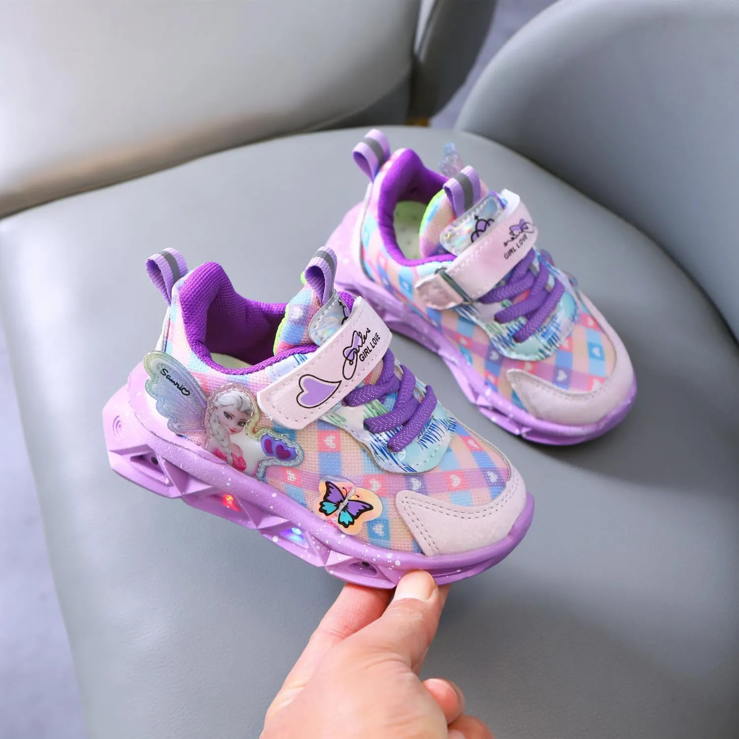 Cartoon LED Illuminated Sneakers for Outdoor Sports and Running with Breathable Design