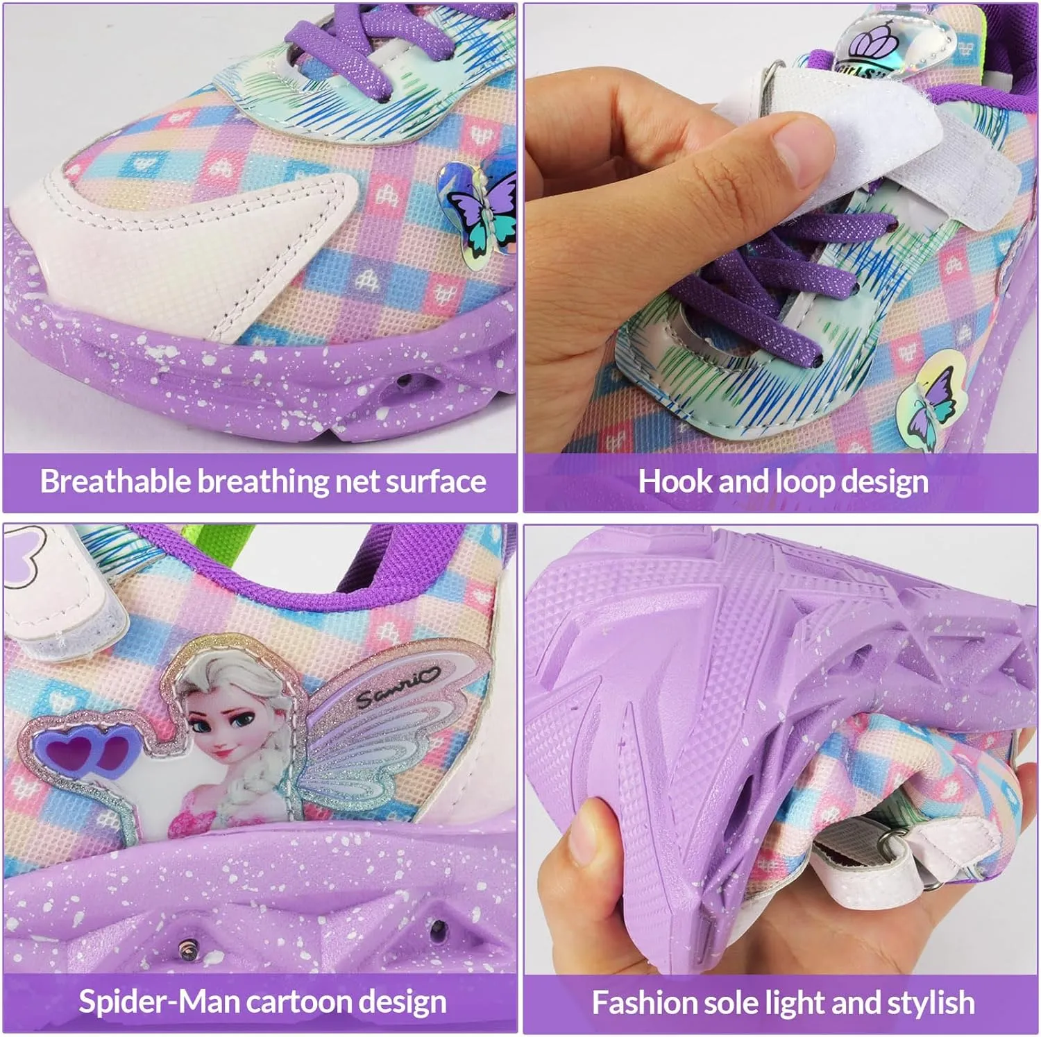 Cartoon LED Illuminated Sneakers for Outdoor Sports and Running with Breathable Design