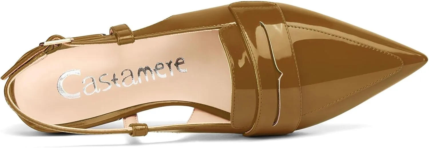 Castamere Slingback Flats for Women Close Pointed Toe Loafers Low Heel Slip-on Pumps Office Casual Dress Shoes 0.8 Inches Heels