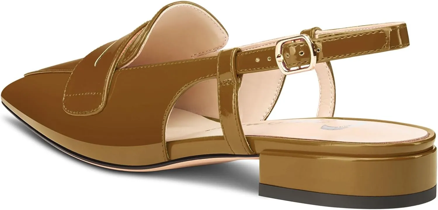 Castamere Slingback Flats for Women Close Pointed Toe Loafers Low Heel Slip-on Pumps Office Casual Dress Shoes 0.8 Inches Heels