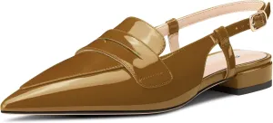 Castamere Slingback Flats for Women Close Pointed Toe Loafers Low Heel Slip-on Pumps Office Casual Dress Shoes 0.8 Inches Heels