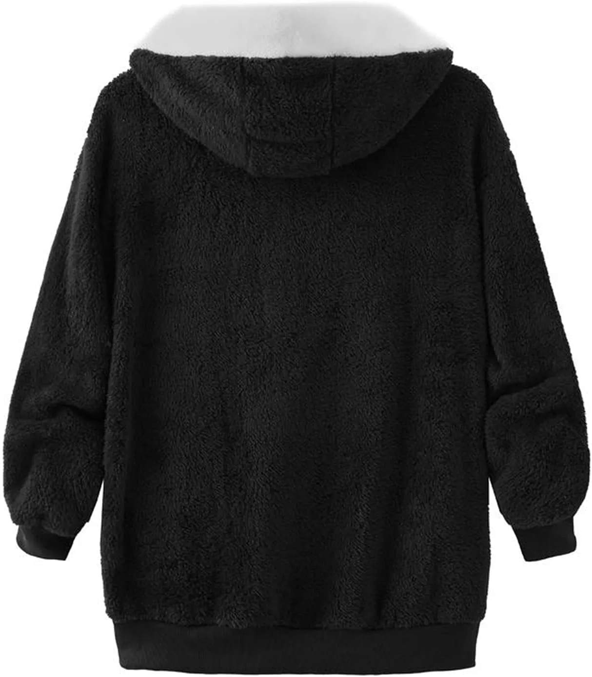 Casual Full Zip Sherpa Hoodies for Women Fleece Warm Soft Oversized Sweatshirts Drawstring Long Sleeve Winter Jackets