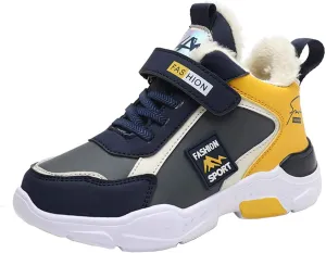 CERYTHRINA Boys Waterproof Ankle Boots Warm Faux Fur Fashion Sneakers Traines High Top Booties Walking Shoes