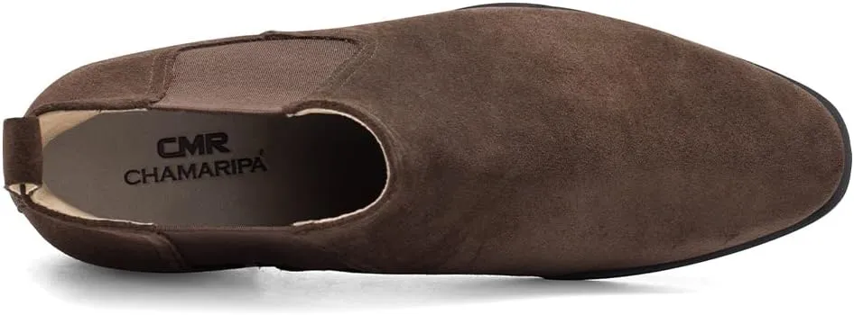 CHAMARIPA Men's Invisible Height Increasing Shoes - Leather Elevator Chelsea Shoes for Man,2-3 inches Taller.