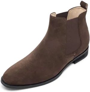 CHAMARIPA Men's Invisible Height Increasing Shoes - Leather Elevator Chelsea Shoes for Man,2-3 inches Taller.