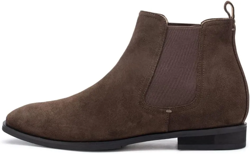 CHAMARIPA Men's Invisible Height Increasing Shoes - Leather Elevator Chelsea Shoes for Man,2-3 inches Taller.
