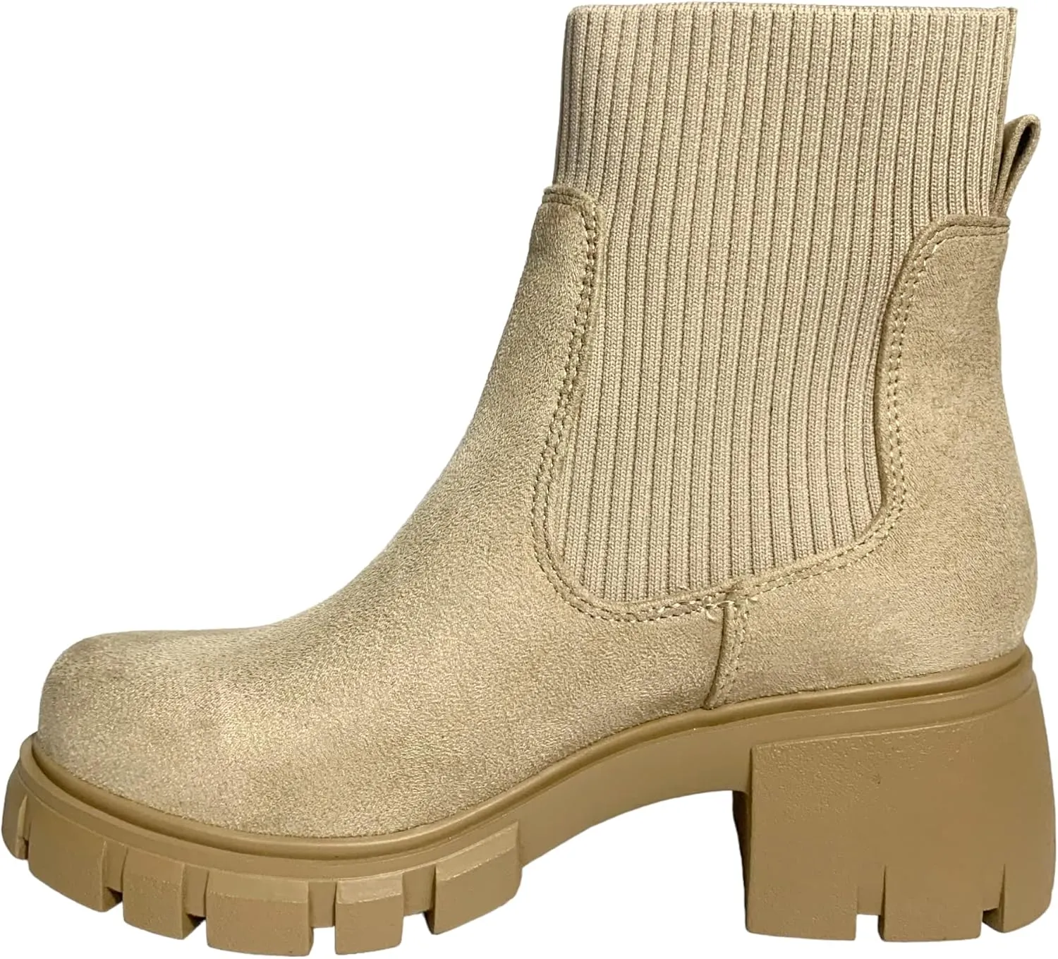 Chariot & Co: Rita - Womens Platform Ankle Boots Elastic Chunky Block Heel Chelsea Booties Lug Sole Combat Shoes