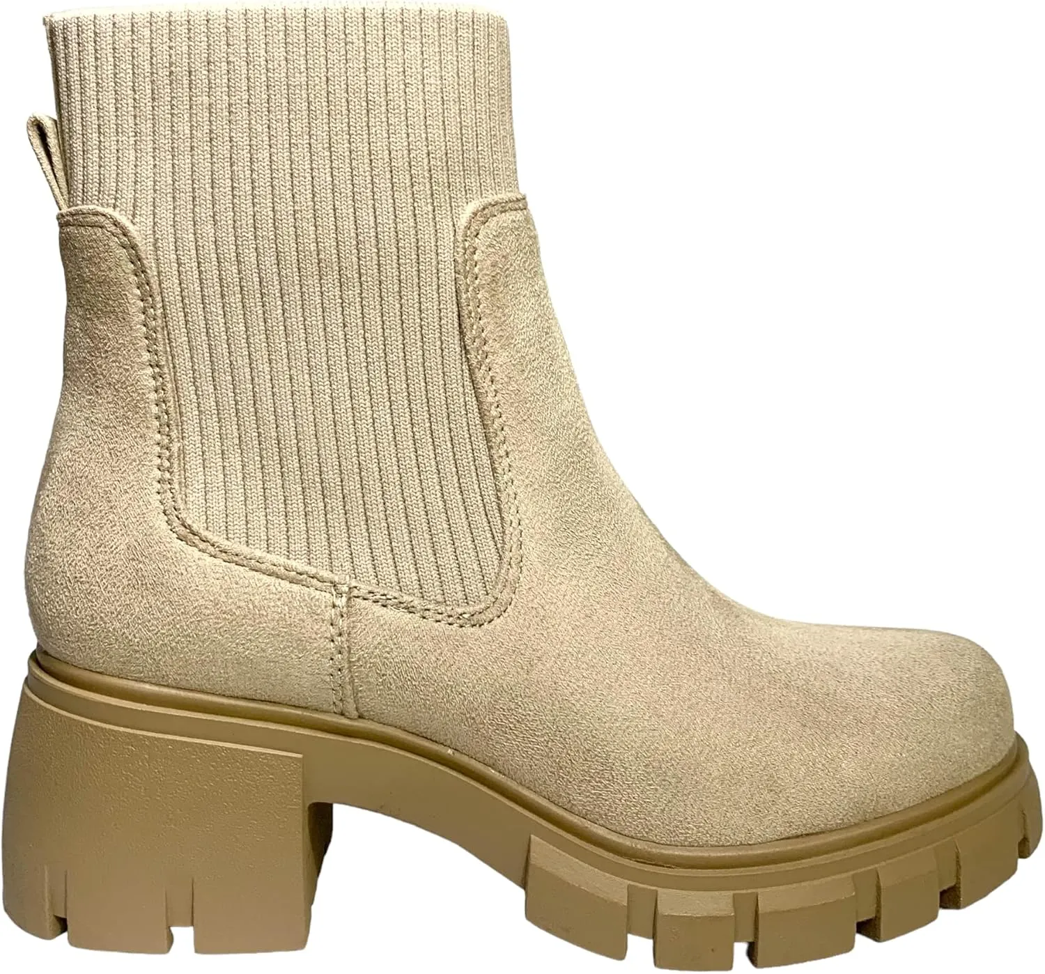 Chariot & Co: Rita - Womens Platform Ankle Boots Elastic Chunky Block Heel Chelsea Booties Lug Sole Combat Shoes