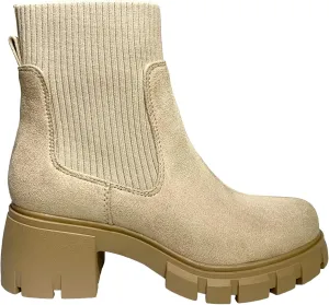 Chariot & Co: Rita - Womens Platform Ankle Boots Elastic Chunky Block Heel Chelsea Booties Lug Sole Combat Shoes