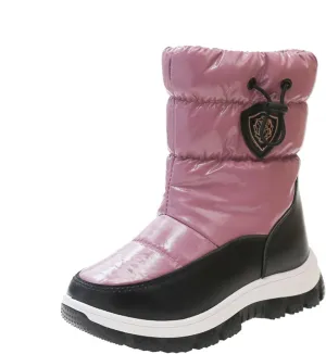Children Snow Boots Boys Girls Kids Leather Non Slip Booties Shoes Outdoor Warm Chunky Sole Cozy Flat Shoes Lightweight
