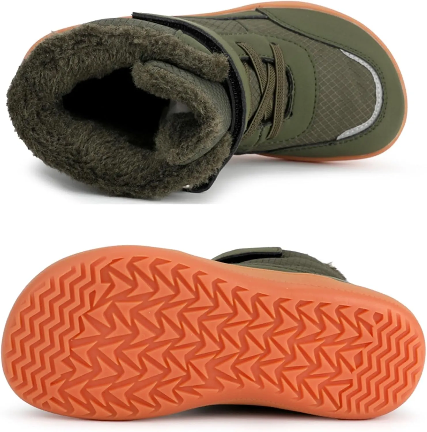 Childrens Lightweight Fuzzy Lined Booties Kids Girls Boys 𝐖aterproof Slip On Short Boots Winter Warm Outdoor Flat Shoes