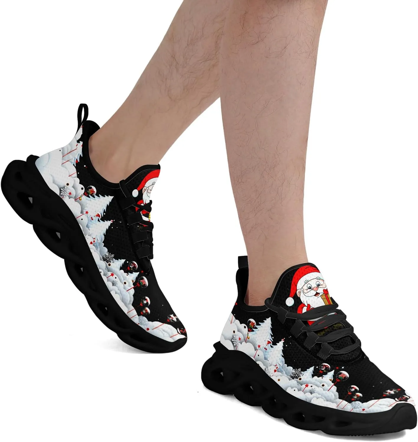 Christmas Running Shoes for Men Women – Holiday Festive Design, Comfortable Lightweight Tennis Shoes Mesh Walking Sneaker