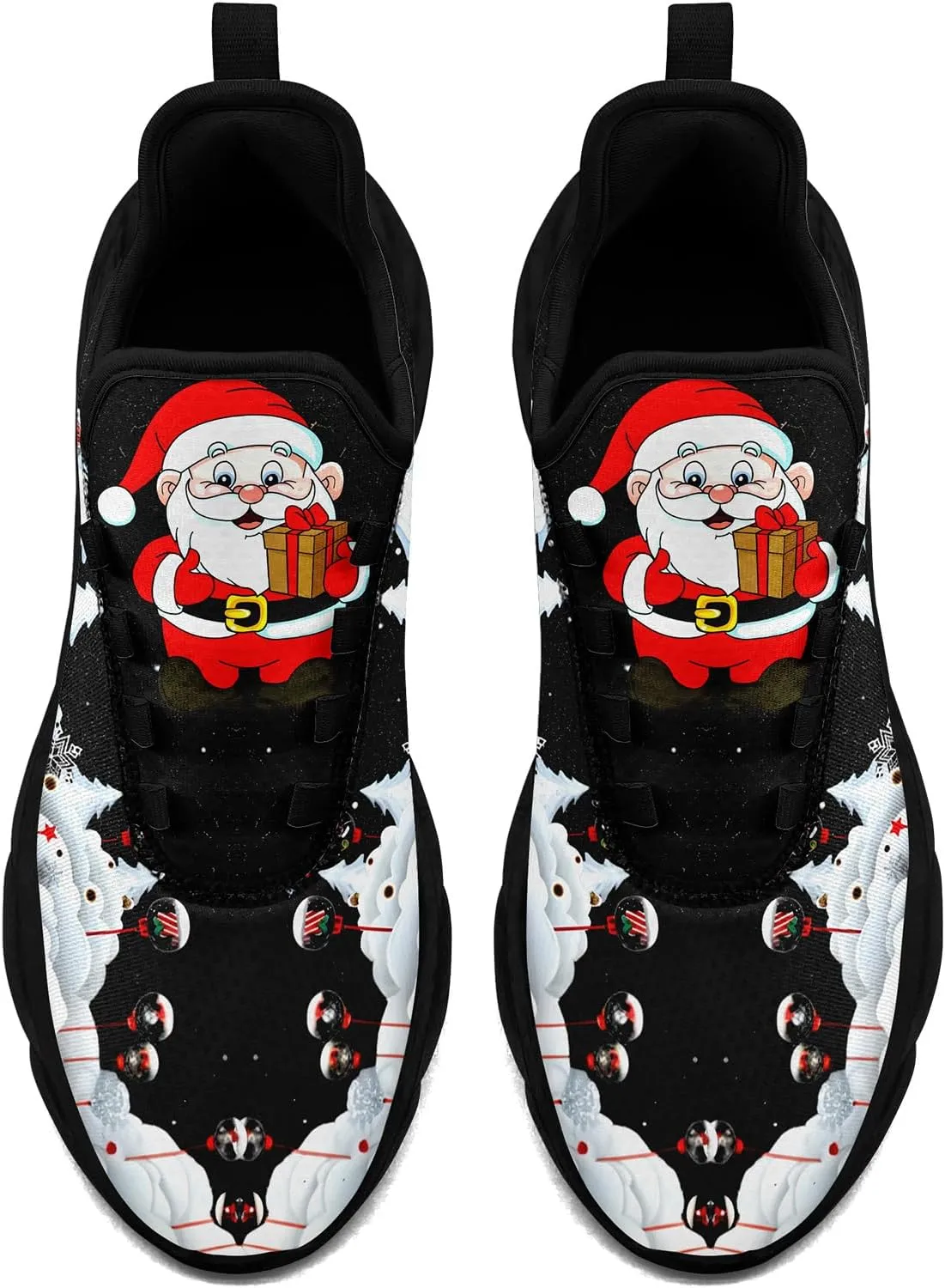 Christmas Running Shoes for Men Women – Holiday Festive Design, Comfortable Lightweight Tennis Shoes Mesh Walking Sneaker