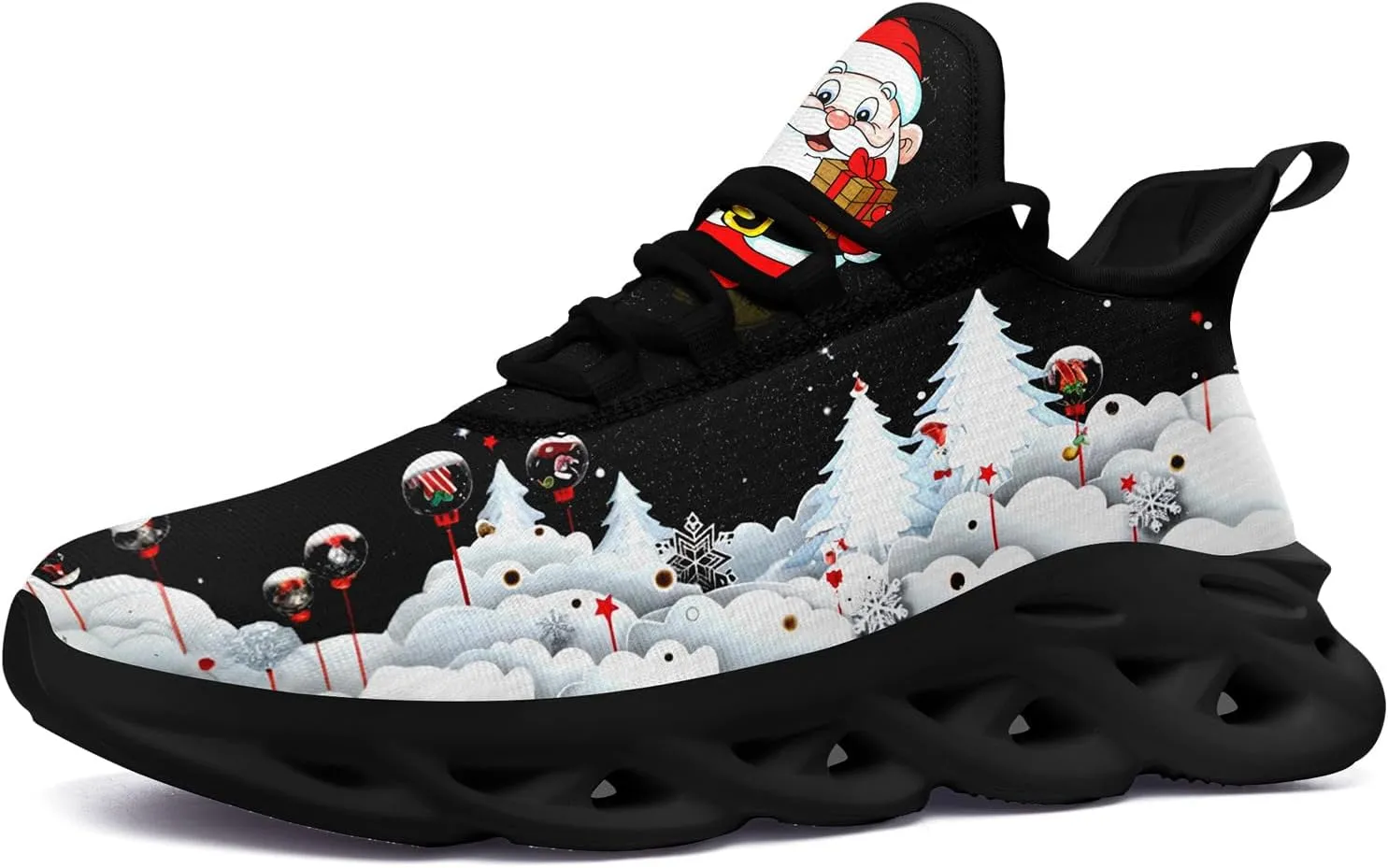 Christmas Running Shoes for Men Women – Holiday Festive Design, Comfortable Lightweight Tennis Shoes Mesh Walking Sneaker