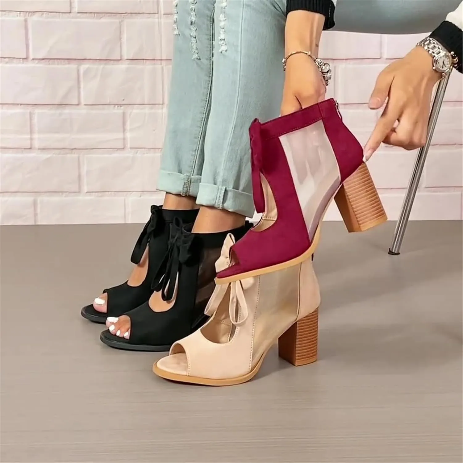 Chunky Heels For Women Dressy Sexy Ankle Strap Dress Pump Shoes Casual Summer Cute Open Toe Strappy Wedge Sandals