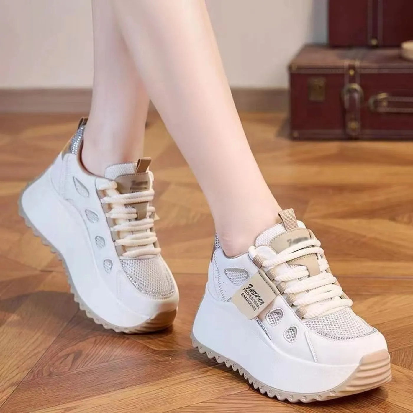 Chunky Sneakers for Women & Girls 6cm Height Increase Summer Breathable Anti-Slip Walking Shoes - Lightweight & Comfortable