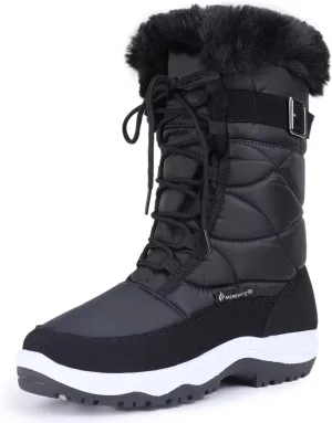 CIOR Women's Snow Boots Winter Water-Resistant Fur Lined Frosty Warm Snow Boots U120WMX005-Black-38