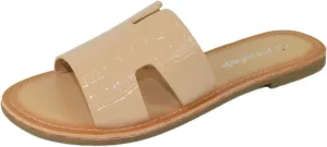 City Classified Shoes Women Flip Flops Basic Plain Sandals Cut Out Strap Casual Slide Slippers Beach SALVIA-S