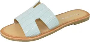 City Classified Shoes Women Flip Flops Basic Plain Sandals Cut Out Strap Casual Slide Slippers Beach SALVIA-S