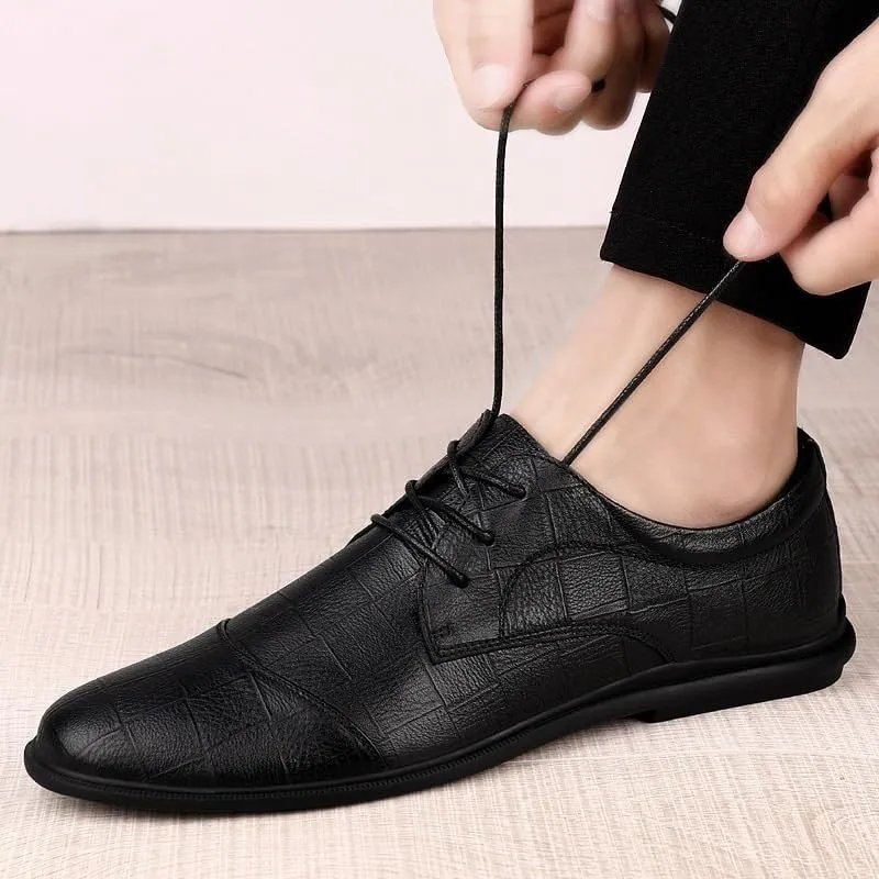 Classic Lace-up Loafers Shoes Men's Retro Brogue Dress Shoes Formal Business Leather Oxford