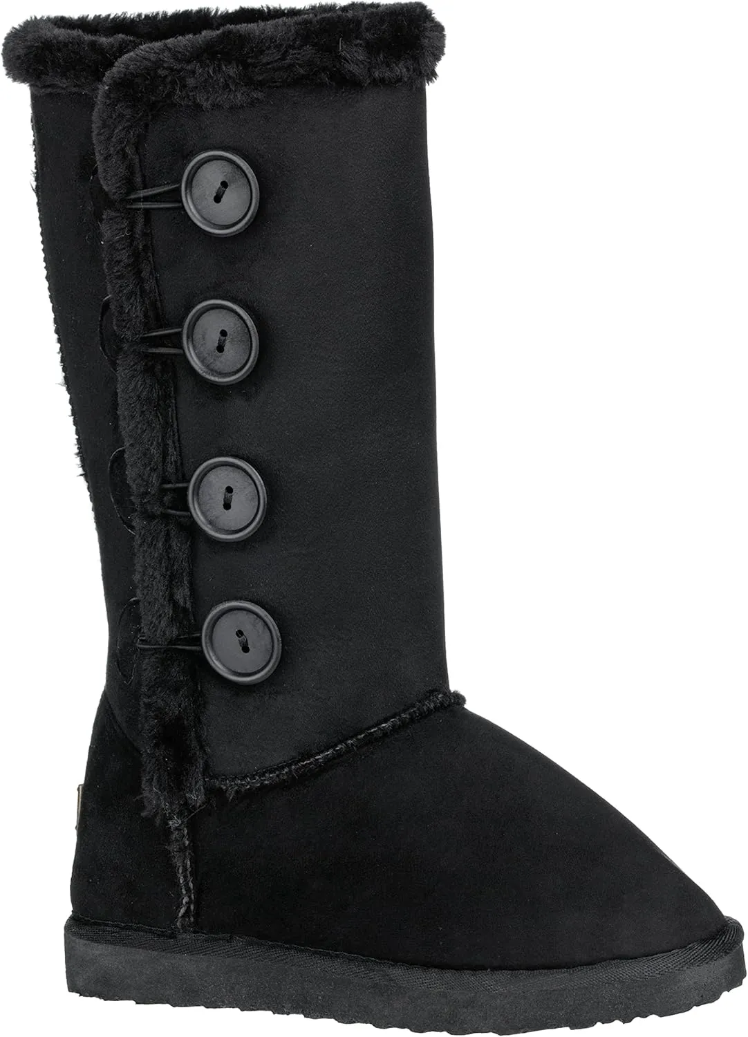 CLOVERLAY Women's Four Button Faux Fur Lined Shearling Mid Calf Winter Boots