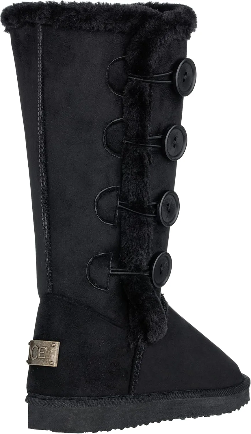 CLOVERLAY Women's Four Button Faux Fur Lined Shearling Mid Calf Winter Boots