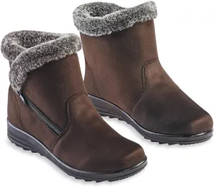 Collections Etc Plush Faux Fur Lined Water Resistant Faux Suede Boots