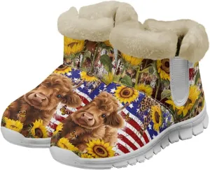 Coloranimal Womens Booties Winter Boots Womens Fuzzy Boots Winter Shoes Warm Fur Lined Snow Boots Ankle Boots Anti Skid Walking Boots