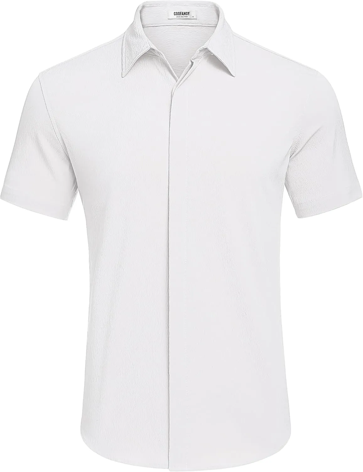 COOFANDY Men's Casual Short Sleeve Button Down Summer Beach Shirt Lightweight Textured Wrinkle Free Stretch Shirts